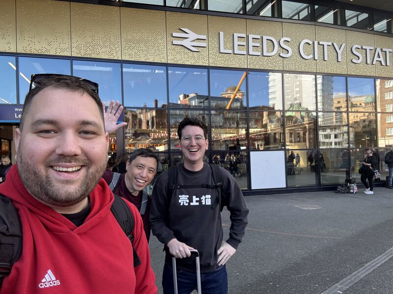 Matt, me, and Will in front of the Leeds train station.