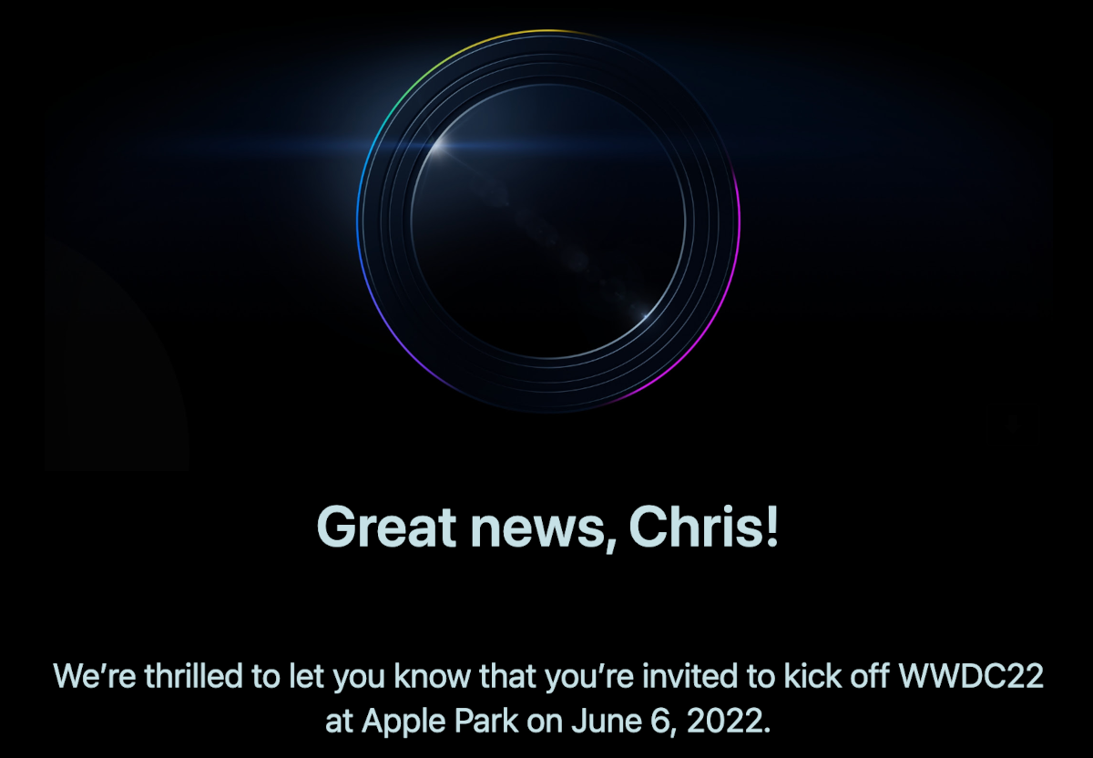 My email invitation to WWDC.