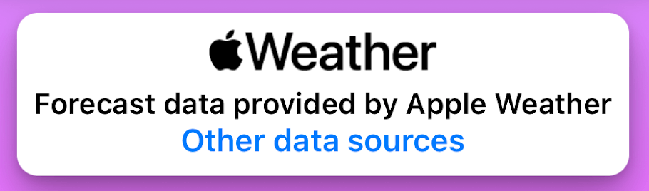 An Apple symbol along with &ldquo;Forecast data provided by Apple Weather&rdquo;.