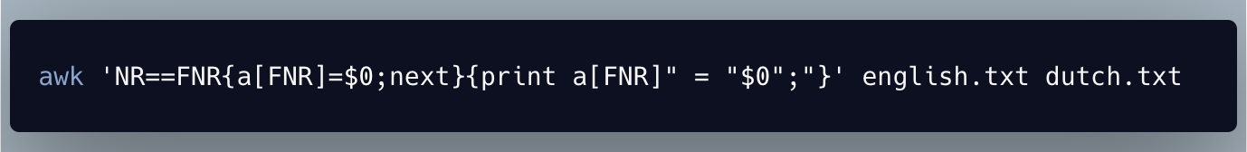 awk command that combines two files.