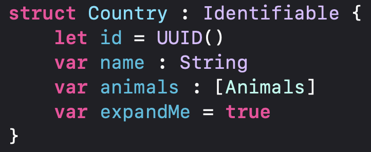 Added the expanded variable to the outer Country struct.